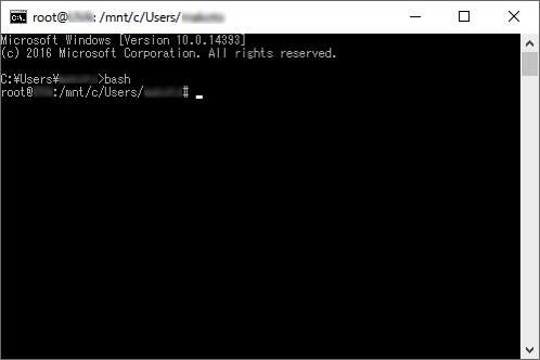 Bash on Ubuntu on Windows起動後の画面